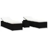 Syfax 3-delige Ligbeddenset met theetafel poly rattan zwart