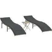 Syfax Ligbedden 2 st met tafel poly rattan lichtgrijs