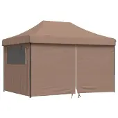 Syfax Partytent inklapbaar pop-up met 4 zijwanden bruin