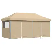 Syfax Partytent inklapbaar pop-up met 4 zijwanden beige
