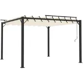 Syfax Prieel met lamellendak 3x3 m stof en aluminium crèmekleurig