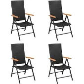 Syfax Opklapbare stoelen, 4 stuks, van polyrotan, zwart.