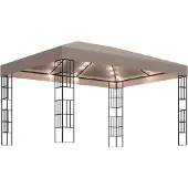 Syfax Prieel met LED-lichtslinger 4x3 m taupe