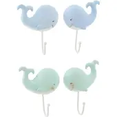 J-Line kapstok Walvis - polyresin - lichtgroen/lichtblauw - set van 4