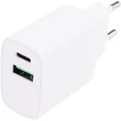 Grab 'n GO Dubbele USB Wandlader - - Model - 20W USB-C - 15W USB-A - Compact Wit