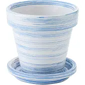 J-Line bloempot - keramiek - blauw/wit - small
