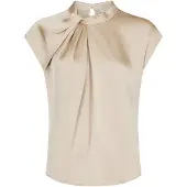 Neo Noir Dames Blouses Fleur Drapy Satin Blouse - Beige - Maat 34