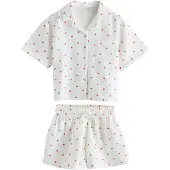 Next Nachtkledij 'Valentine' rood / eierschaal