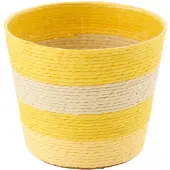 J-Line bloempot Gestreept - papier - geel/naturel - extra small