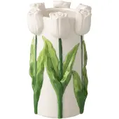 J-Line bloempot Tulp - keramiek - wit/groen - medim