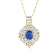 Cavill - Zilveren Halsketting Verguld - 925 Sterling Zilver met Kobaltblauwe Spinel 1 179 ct en 3 04 ct Zirkonia - Luxe Ovaal Sieraad 45-50 cm