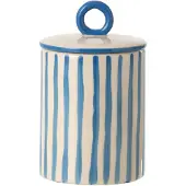 J-Line voorraadpot Gestreept - keramiek - wit/blauw