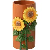 J-Line vaas Zonnebloem - keramiek - geel/bruin - large