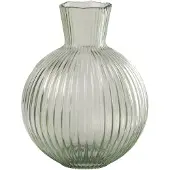 J-Line vaas Bal Geribbeld - glas - transparant/groen - small