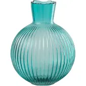 J-Line vaas Bal Geribbeld - glas - turkoois - small