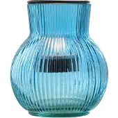 J-Line theelichthouder - glas - blauw/zwart - small - 2 stuks