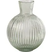 J-Line vaas Bal Geribbeld - glas - transparant/groen - large