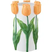 J-Line bloempot Tulp - keramiek - wit/oranje - large
