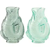 J-Line vaas Vis - glas - blauw/turkoois - set van 3