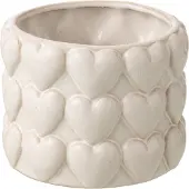 J-Line bloempot Harten - keramiek - ecru - small - 2 stuks