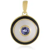 Cavill - Zilveren hanger 925 Sterling Verguld - Ronde Tanzaniet 0 414 ct Paars - Elegante Moderne Luxe Sieraad 28x19 mm