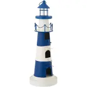 J-Line vogelhuisje Vuurtoren - ijzer - blauw/wit