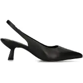 Manfield - Dames - Zwarte leren slingbacks - Maat 40