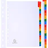 Exacompta 10x Tabbladen karton 160g - versterkte gekleurde tabs + inbdexblad - 20 tabs - A tot Z - A4 - Wit - 1111E