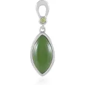 Cavill - Zilveren Hanger - 925 Sterling Zilver Geplatineerd - 4,639 ct Marquise Canadese Jade & 0,053 ct Peridot - Elegant Groen Dames Sieraad