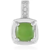 Cavill - Zilveren Hanger - 925 Sterling Zilver Geplatineerd - Canadese Jade 0,88ct - 3 Tanzanian Zirkonen - Modern Elegant 14x9 mm