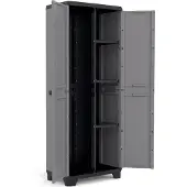 Kis Stilo Opbergkast hoog - Utility - 3 planken - 39x68x173cm - Donkergrijs/Zwart