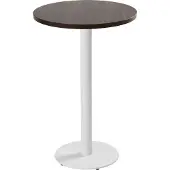 Oviala - Tafel hoog rond 60 cm witte poot en donker houten bekleding - Rivoli