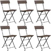 Syfax Opklapbare stoelen, 6 stuks, bruin, van polyrotan en staal.
