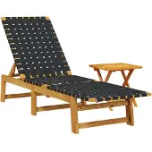 vidaXL Ligbed met tafel massief acaciahout en stof zwart