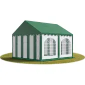 TOOLPORT Partytent 4x4 m, PVC 750, met Grondframe, groen wit