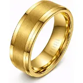 Mendes Wolfraam heren ring Goudkleurig geborstelde streep 8mm-18mm