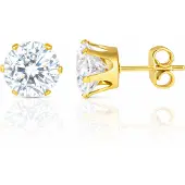 LGT JWLS LGT Jewels Stud oorbellen Edelstaal Goudkleurig Ronde Zirkonia Transparant-8mm