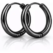LGT JWLS Smalle edelstaal oorringen Zwart-12mm