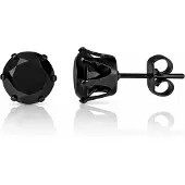 LGT JWLS LGT Jewels Stud oorbellen Edelstaal Zwart Ronde Zirkonia-6mm