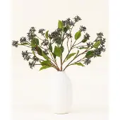 Easyplants | Zijden kunstbloemen boeket Japanse Berry Staalblauw | Zijde | Nepbloemen | Donkerblauw, Groen | Onderhoudsvrij | Kant-en-klaar