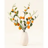 Easyplants | Zijden kunstbloemen boeket Mandarijn | Zijde | Nepbloemen | Oranje, Green | Onderhoudsvrij | Kant-en-klaar