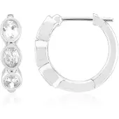 Cavill - Zilveren Oorbellen 925 Sterling Zilver Geplatineerd - 6 Ovalen Cambodjaanse Zirkonen 1,454 ct - Elegant Modern Dames Sieraden 16mm