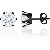 LGT JWLS LGT Jewels Stud oorbellen Edelstaal Zwart Ronde Zirkonia Transparant-4mm