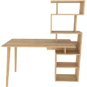 Skye Decor , hoogwaardig bureau, eikenhout, 133 x 55 x 146,4 cm | 100% melaminecoating op spaanplaat, 18 mm dik | Moderne Scandinavische stijl, ideaal voor thuiswerken en studeren.