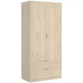Dmora Anya - Kledingkast 2 Deuren, 81x184h cm Bruin Eiken, Kledingshanger