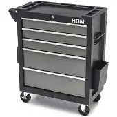 HBM deluxe gereedschapswagen, 5 laden, Klein, zwart, grijs