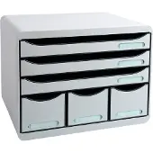 Exacompta Classic Ladekastje Kunststof Lichtgrijs 6 Lades 35,5 x 27 x 27,1 cm