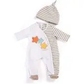 Miniland Poppenkleding Boxpakje Beige/wit 2-delig