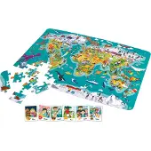 Hape "2-in-1 Wereldsafari" Puzzel en spel / 105 stukjes