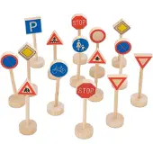 Goki Houten speelgoed - Verkeerstekens - 15 Delen - 3 Jaar